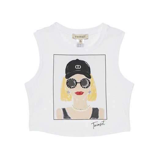 TWINSET Top 251GJ2483 Biały Regular Fit ze sklepu MODIVO w kategorii Bluzki dziewczęce - zdjęcie 182663381