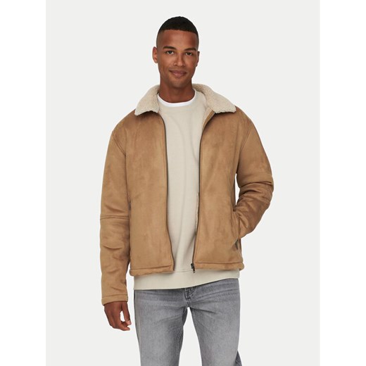Only & Sons Kurtka z imitacji skóry 22026162 Beżowy Regular Fit ze sklepu MODIVO w kategorii Kurtki męskie - zdjęcie 182663810