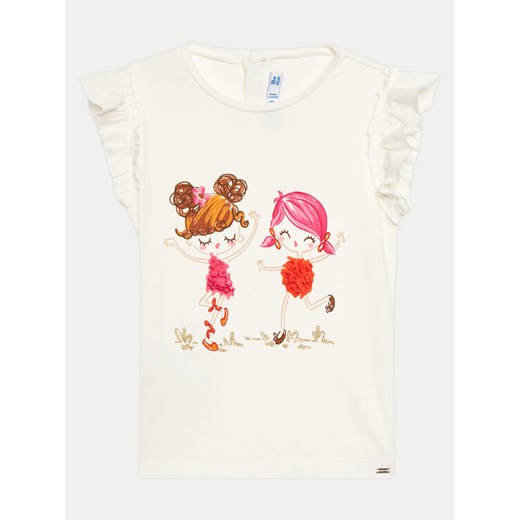 Mayoral T-Shirt 01010 Écru Regular Fit ze sklepu MODIVO w kategorii Bluzki dziewczęce - zdjęcie 182663852