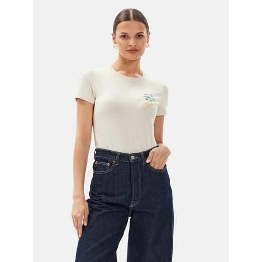 Guess T-Shirt Flowers W4YI30 J1314 Żółty Slim Fit ze sklepu MODIVO w kategorii Bluzki damskie - zdjęcie 182663891