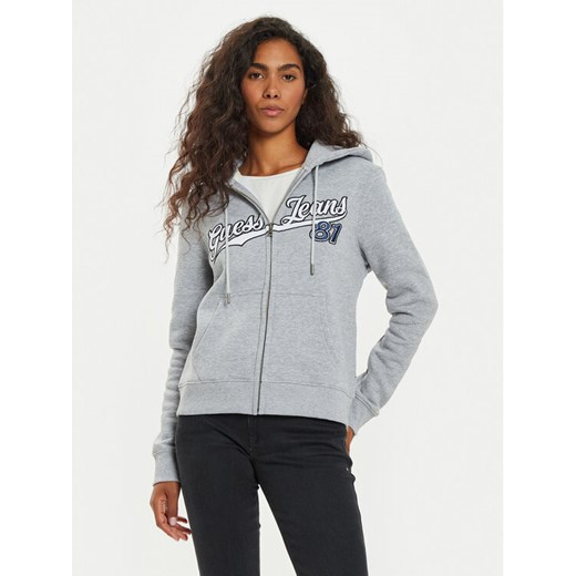 Guess Jeans Bluza W4BQ03 KC811 Szary Regular Fit ze sklepu MODIVO w kategorii Bluzy damskie - zdjęcie 182663920