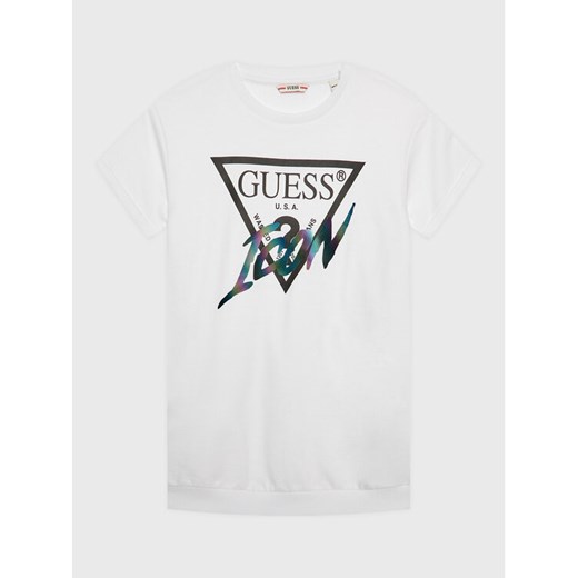 Guess Sukienka codzienna J3RK01 KB4O0 Biały Regular Fit ze sklepu MODIVO w kategorii Sukienki dziewczęce - zdjęcie 182663944