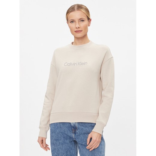 Calvin Klein Bluza Satin Emroidery K20K206757 Szary Regular Fit ze sklepu MODIVO w kategorii Bluzy damskie - zdjęcie 182664084