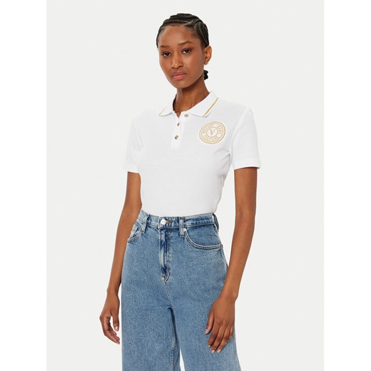 Versace Jeans Couture Polo 78HAGT00 Biały Regular Fit ze sklepu MODIVO w kategorii Bluzki damskie - zdjęcie 182664291