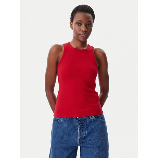 Tommy Hilfiger Top WW0WW38635 Czerwony Slim Fit ze sklepu MODIVO w kategorii Bluzki damskie - zdjęcie 182664303