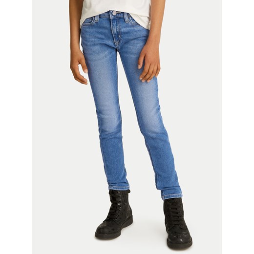 Calvin Klein Jeans Jeansy IG0IG02707 Niebieski Skinny Fit ze sklepu MODIVO w kategorii Spodnie dziewczęce - zdjęcie 182664312