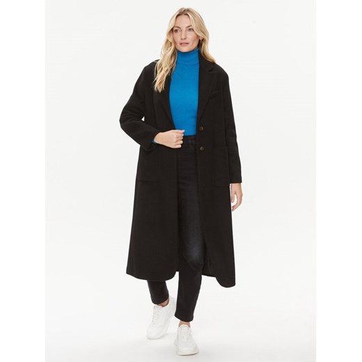 United Colors Of Benetton Płaszcz wełniany 28HFDN02V Czarny Regular Fit ze sklepu MODIVO w kategorii Płaszcze damskie - zdjęcie 182664320