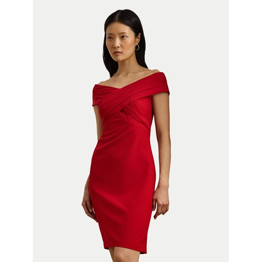 LAUREN RALPH LAUREN Sukienka koktajlowa 253936390009 Czerwony Slim Fit ze sklepu MODIVO w kategorii Sukienki - zdjęcie 182664351