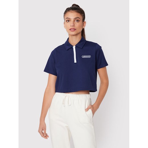 adidas Polo Crop HL6572 Granatowy Relaxed Fit ze sklepu MODIVO w kategorii Bluzki damskie - zdjęcie 182664471