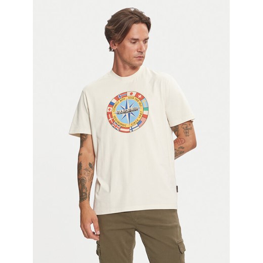 Napapijri T-Shirt S-Dorees NP0A4IBE Beżowy Regular Fit ze sklepu MODIVO w kategorii T-shirty męskie - zdjęcie 182664601