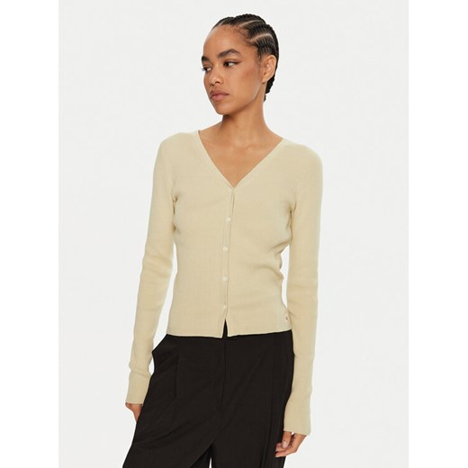 Calvin Klein Jeans Kardigan J20J224239 Zielony Regular Fit ze sklepu MODIVO w kategorii Swetry damskie - zdjęcie 182664831