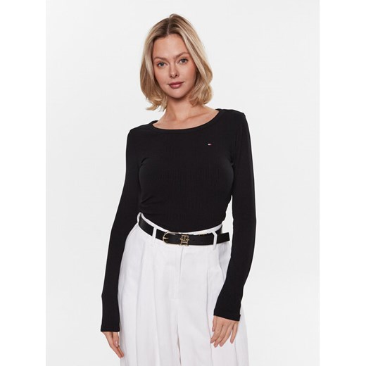 Tommy Hilfiger Bluzka WW0WW38869 Czarny Slim Fit ze sklepu MODIVO w kategorii Bluzki damskie - zdjęcie 182665024