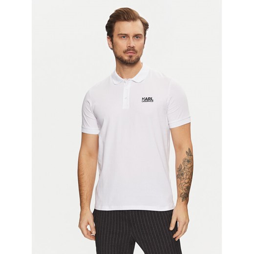 KARL LAGERFELD Polo 745088 551235 Biały Regular Fit ze sklepu MODIVO w kategorii T-shirty męskie - zdjęcie 182665074