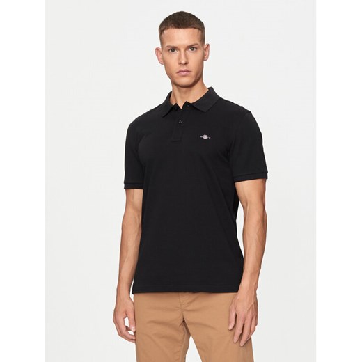 Gant Polo Shield 2220 Czarny Slim Fit ze sklepu MODIVO w kategorii T-shirty męskie - zdjęcie 182665081