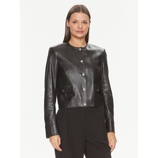 Boss Kurtka skórzana Samarie 50505500 Czarny Slim Fit ze sklepu MODIVO w kategorii Kurtki damskie - zdjęcie 182665231