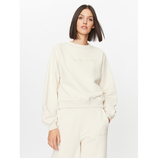 Woolrich Bluza Logo CFWWSW0115FRUT3164 Écru Relaxed Fit ze sklepu MODIVO w kategorii Bluzy damskie - zdjęcie 182665263