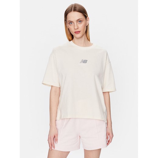 New Balance T-Shirt WT31511 Beżowy Oversize ze sklepu MODIVO w kategorii Bluzki damskie - zdjęcie 182665354