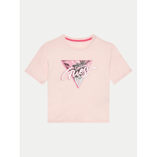 Guess T-Shirt J4GI26 K6YW1 Różowy Regular Fit ze sklepu MODIVO w kategorii Bluzki dziewczęce - zdjęcie 182665482