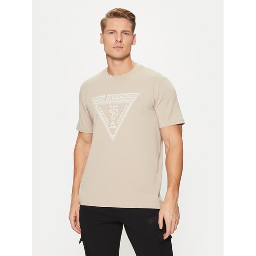 Guess T-Shirt Z5RI12 J1314 Beżowy Regular Fit ze sklepu MODIVO w kategorii T-shirty męskie - zdjęcie 182665722