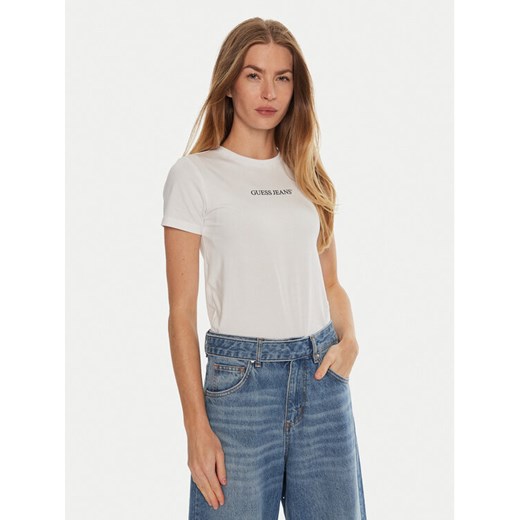 Guess Jeans T-Shirt W4YI01 J1314 Biały Slim Fit ze sklepu MODIVO w kategorii Bluzki damskie - zdjęcie 182665790
