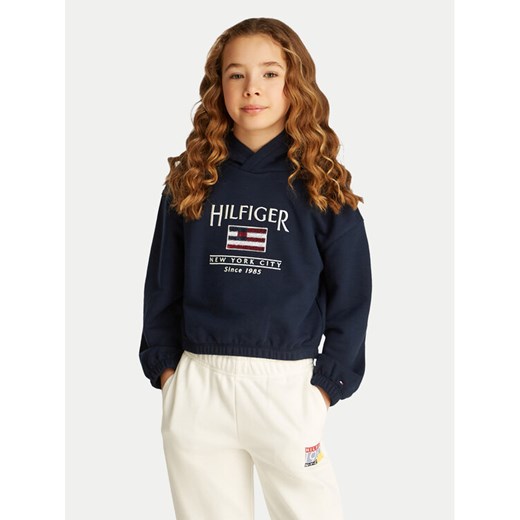 Tommy Hilfiger Bluza KG0KG08558 S Granatowy Regular Fit ze sklepu MODIVO w kategorii Bluzy dziewczęce - zdjęcie 182665970