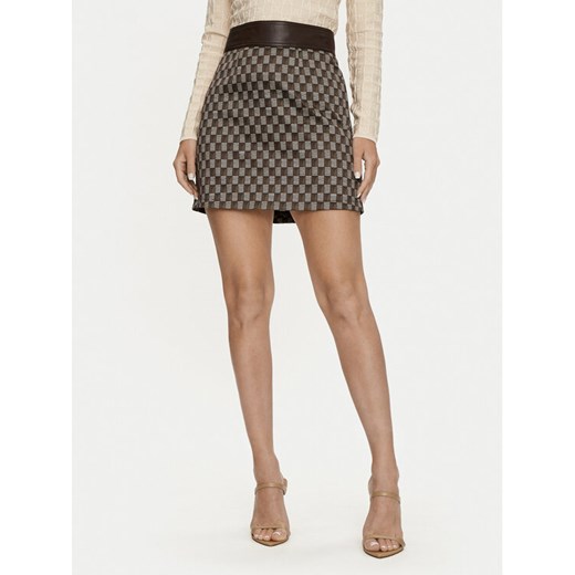 Guess Spódnica mini New Gea W4YD56 WFJ02 Brązowy Regular Fit ze sklepu MODIVO w kategorii Spódnice - zdjęcie 182666060