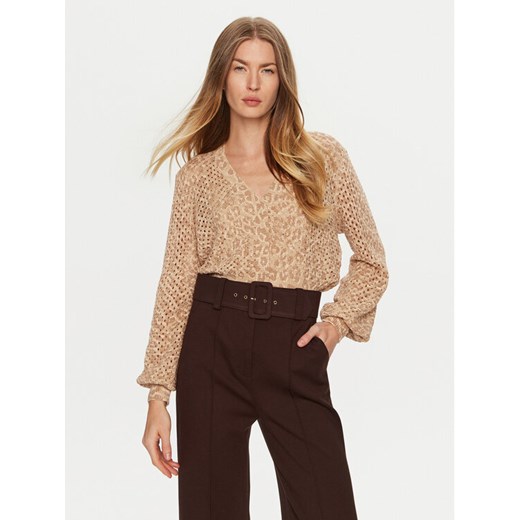 TWINSET Kardigan 241TT3271 Beżowy Regular Fit ze sklepu MODIVO w kategorii Swetry damskie - zdjęcie 182666073