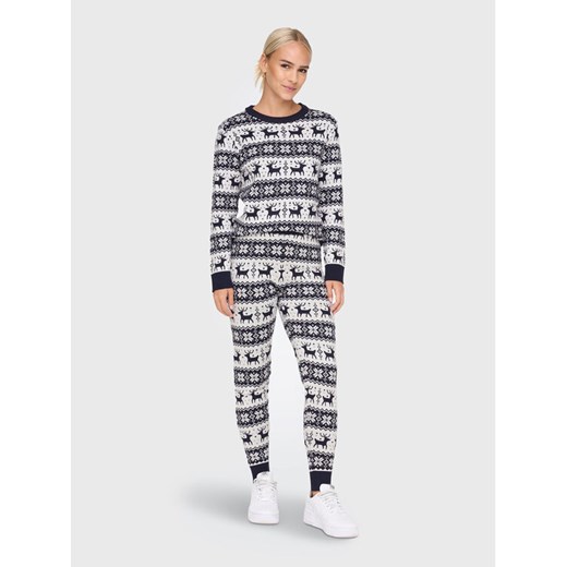 ONLY Spodnie dzianinowe Xmas 15272160 Granatowy Regular Fit ze sklepu MODIVO w kategorii Spodnie damskie - zdjęcie 182666074