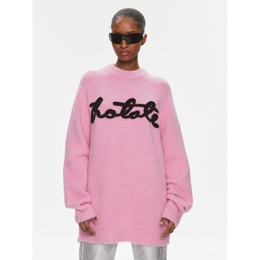 ROTATE Sweter Knit Oversize Logo Jumper 1120922215 Różowy Oversize ze sklepu MODIVO w kategorii Swetry damskie - zdjęcie 182666133