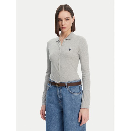 Polo Ralph Lauren Koszula 211941176001 Szary Slim Fit ze sklepu MODIVO w kategorii Koszule damskie - zdjęcie 182666140