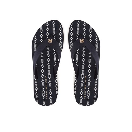 Tommy Hilfiger Japonki Im Th Chainprint Midwedge Sandal FW0FW08527 Granatowy Tommy Hilfiger 40 MODIVO