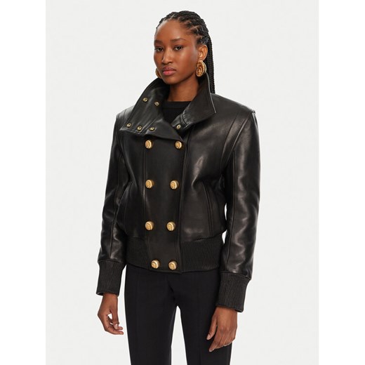 Balmain Kurtka skórzana DF0TH275LC62 Czarny Regular Fit ze sklepu MODIVO w kategorii Kurtki damskie - zdjęcie 182666763