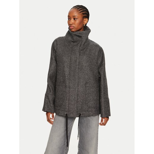 PINKO Płaszcz wełniany Forbice 104040 A23R Szary Regular Fit ze sklepu MODIVO w kategorii Płaszcze damskie - zdjęcie 182667383