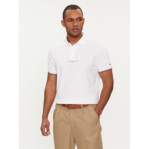 Tommy Hilfiger Polo Logo MW0MW34841 Biały Regular Fit ze sklepu MODIVO w kategorii T-shirty męskie - zdjęcie 182667440