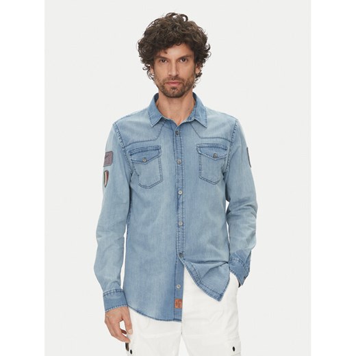 Aeronautica Militare Koszula jeansowa 251CA1281CT3527 Błękitny Regular Fit ze sklepu MODIVO w kategorii Koszule męskie - zdjęcie 182667890