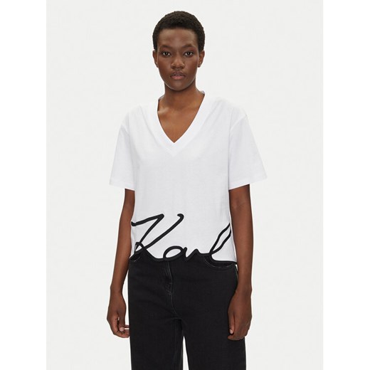 KARL LAGERFELD T-Shirt A2W17104 Biały Relaxed Fit ze sklepu MODIVO w kategorii Bluzki damskie - zdjęcie 182667952