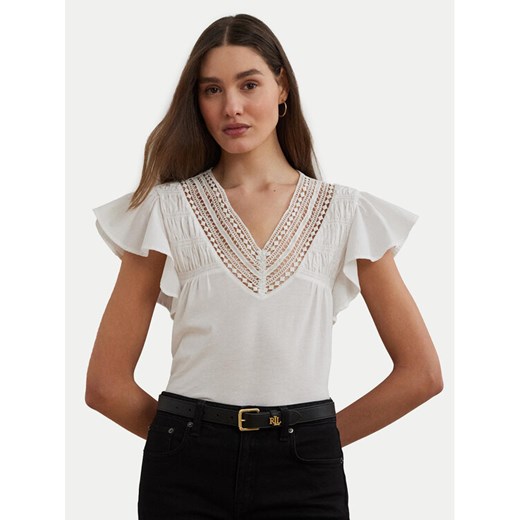 LAUREN RALPH LAUREN Bluzka 200963917002 Biały Relaxed Fit ze sklepu MODIVO w kategorii Bluzki damskie - zdjęcie 182668010