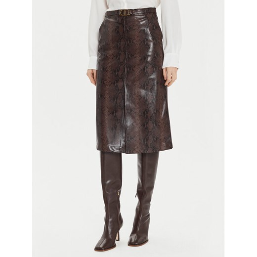 TWINSET Spódnica z imitacji skóry 242TT2230 Brązowy Straight Fit Twinset 48 MODIVO