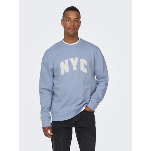 Only & Sons Bluza 22026376 Niebieski Regular Fit ze sklepu MODIVO w kategorii Bluzy męskie - zdjęcie 182668470