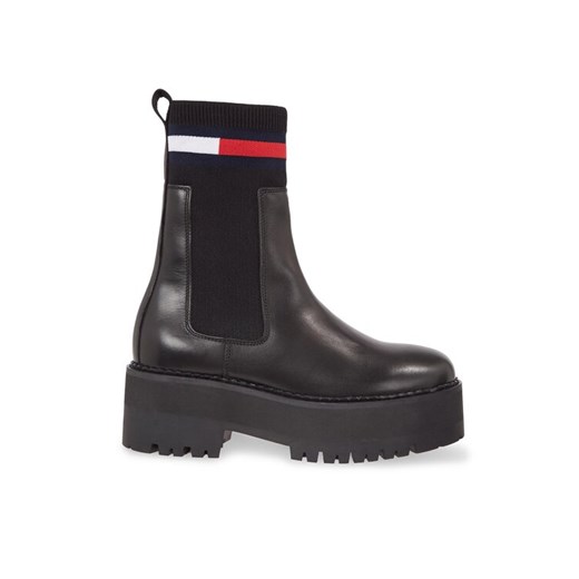Tommy Jeans Sztyblety Tjw Flatform Chelsea Sock EN0EN02301 Czarny ze sklepu MODIVO w kategorii Botki - zdjęcie 182668574
