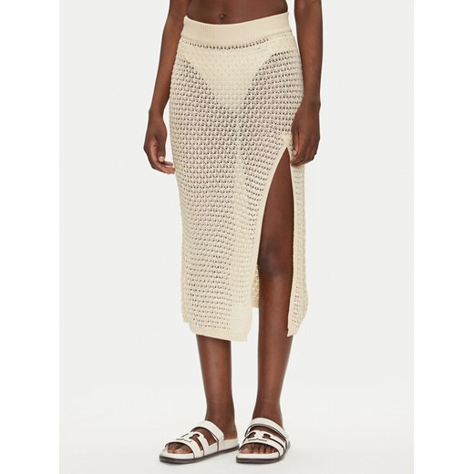 Guess Spódnica midi E5GD09 Z3N30 Écru Regular Fit ze sklepu MODIVO w kategorii Odzież plażowa - zdjęcie 182668634