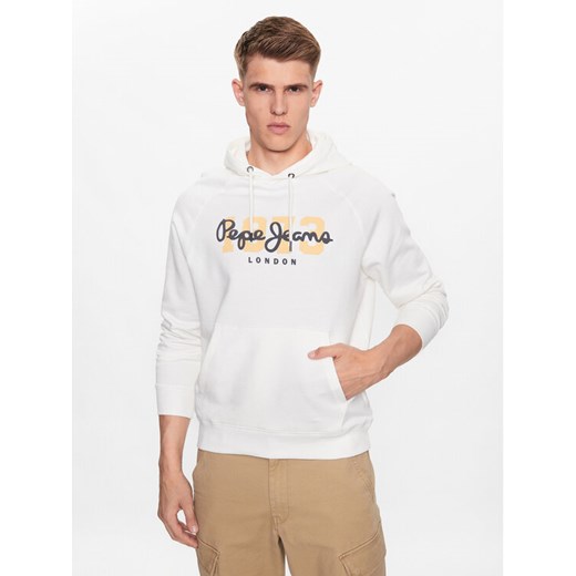 Pepe Jeans Bluza Meier Hoodie PM582482 Biały Regular Fit ze sklepu MODIVO w kategorii Bluzy męskie - zdjęcie 182668642
