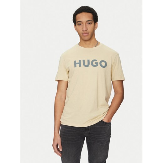 HUGO T-Shirt Dulivio 50467556 Beżowy Regular Fit ze sklepu MODIVO w kategorii T-shirty męskie - zdjęcie 182668760