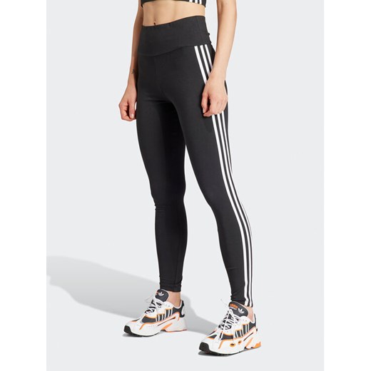 adidas Legginsy 3-Stripes IP2968 Czarny Slim Fit ze sklepu MODIVO w kategorii Spodnie damskie - zdjęcie 182669283