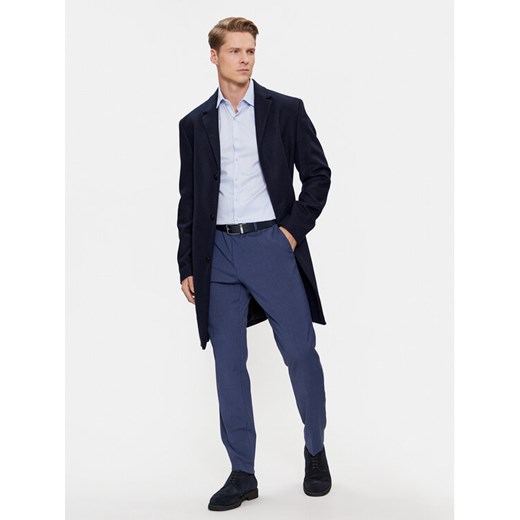 Calvin Klein Płaszcz wełniany K10K110462 Granatowy Regular Fit ze sklepu MODIVO w kategorii Płaszcze męskie - zdjęcie 182669510