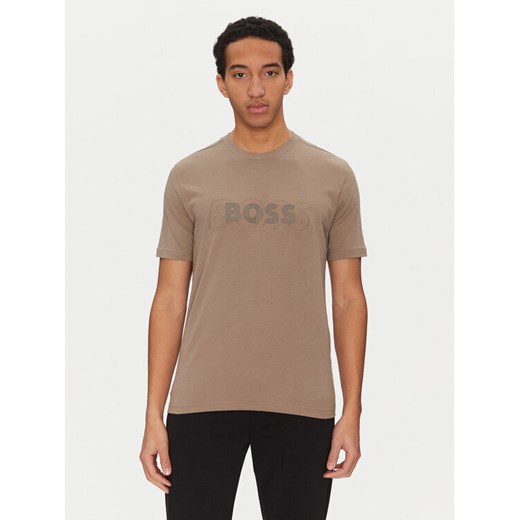 BOSS T-Shirt 50531271 Beżowy Regular Fit ze sklepu MODIVO w kategorii T-shirty męskie - zdjęcie 182669531