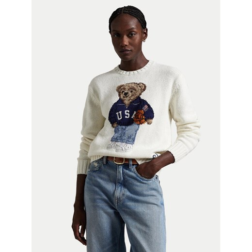 Polo Ralph Lauren Sweter 211966255001 Écru Relaxed Fit ze sklepu MODIVO w kategorii Swetry damskie - zdjęcie 182669592
