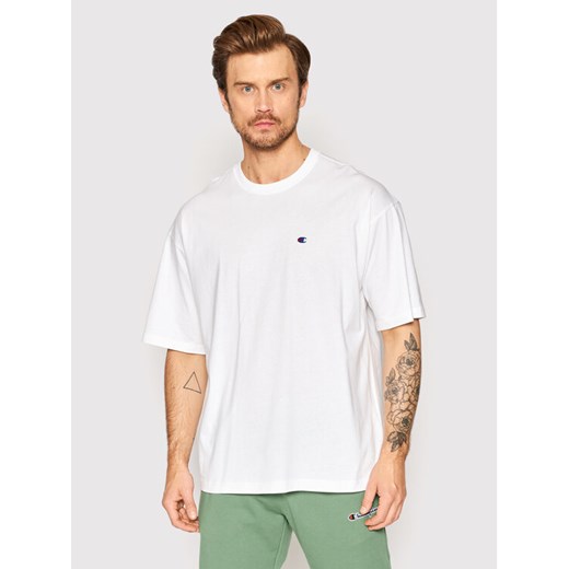 Champion T-Shirt Small C Logo 216548 Biały Muscle Fit ze sklepu MODIVO w kategorii T-shirty męskie - zdjęcie 182669690