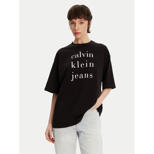 Calvin Klein Jeans T-Shirt LV047B827G Czarny Relaxed Fit ze sklepu MODIVO w kategorii Bluzki damskie - zdjęcie 182670003