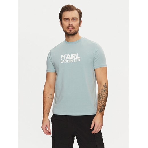 KARL LAGERFELD T-Shirt 755087 551235 Błękitny Regular Fit ze sklepu MODIVO w kategorii T-shirty męskie - zdjęcie 182670051